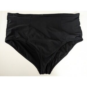 Old Navy Womens High Waisted Bikini Bottoms Black Solid Swim Briefs Mid Rise